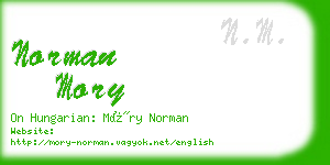 norman mory business card